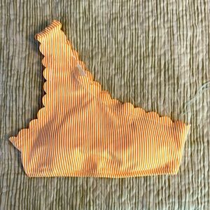 Orange striped seersucker Jessica Simpson one shoulder swim top in size small